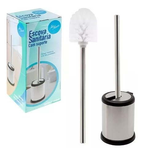  Escova Sanitária Vaso Com Suporte Semi Automática Aço Inox 