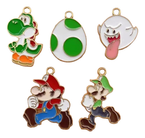 Dijes Mario Bros & Personajes Set Metal