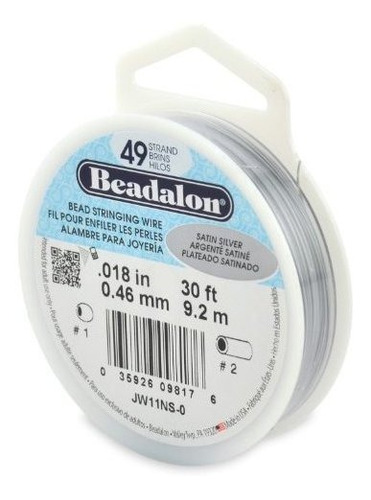 Beadalon 49 Strand Bead Stringing Wire 0018inch Satin Silver