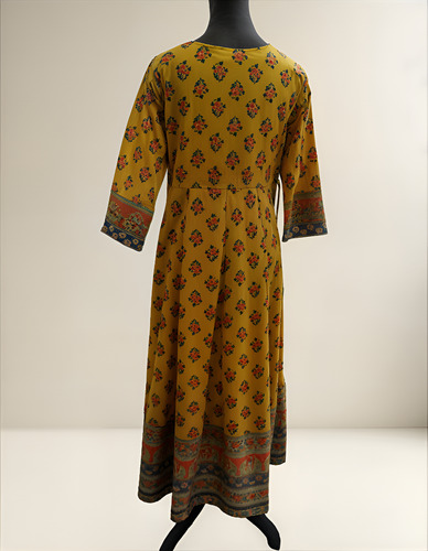 Vestido Mostaza 100% Algodón De La India