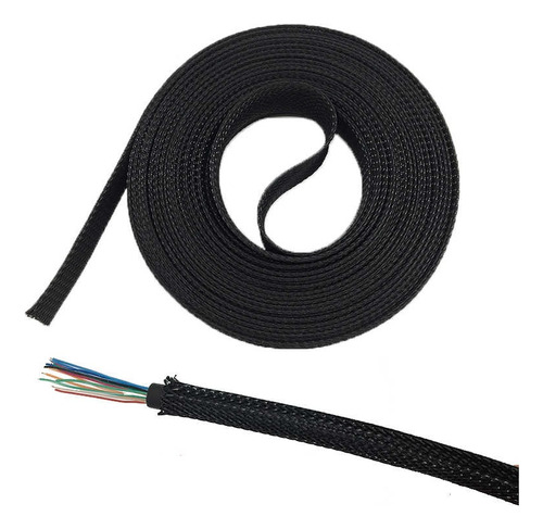 Malla Cubre Cable Piel De Serpiente Negro 8mm Por Metro