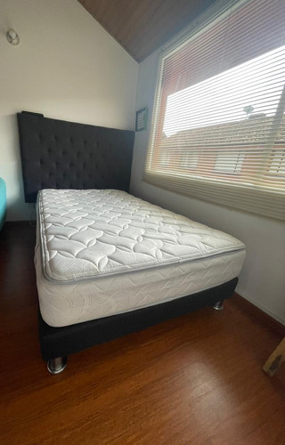 Cama Semidoble Como Nueva Con Base, Colchón Y Espaldar