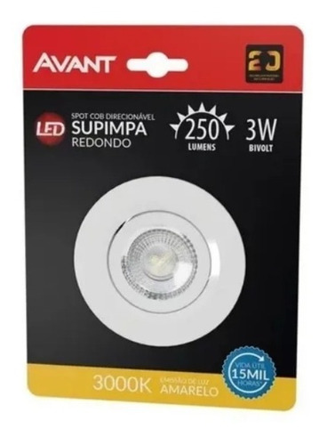 Imagem 2 de 4 de Spot Led 3w Avant Direcionável Redondo Branco Quente