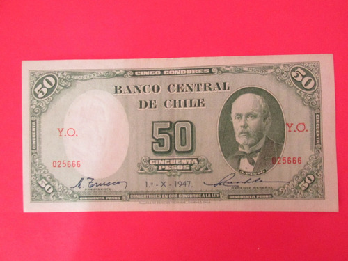 Billete Chile 50 Pesos Firmado Trucco-maschke Año 1947