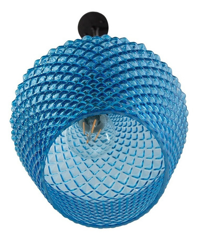 Imagen 3 de 7 de Lámpara Colgante Azul Turquesa Vidrio E27 40w 1 Luz