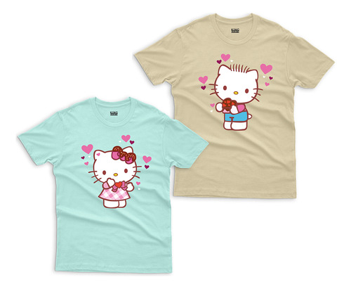 Combo Playeras Pareja Sanrio Helo Kitty Novios San Valentin