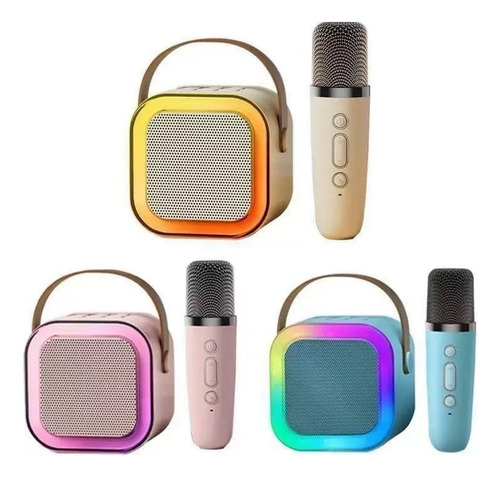 Altavoz Portátil Karaoke Con Luces Coloridas Y Micrófono