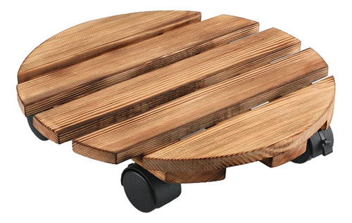 Soporte Para Plantas Rodante De Madera Gruesa Con Cerradura 