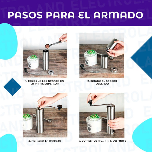 Imagen 4 de 10 de Molinillo Cafe Manual Grano Moledor Triturador Acero Inoxida