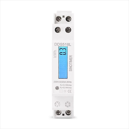 Imagen 1 de 6 de Medidor De Energía Dds518l Kwh 5(32)a Ac 220v 50hz Riel Din