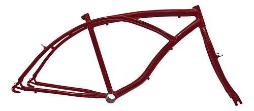Quadro De Bicicleta Aro 26 Caiçara Beach + Garfo Aço Cor Vermelho