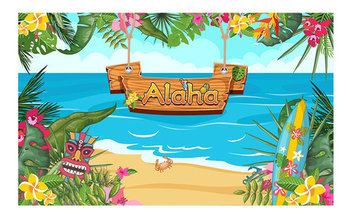 Telón De Fondo 6ftx3.6ft Hawaiian Aloha Party Sea Beach