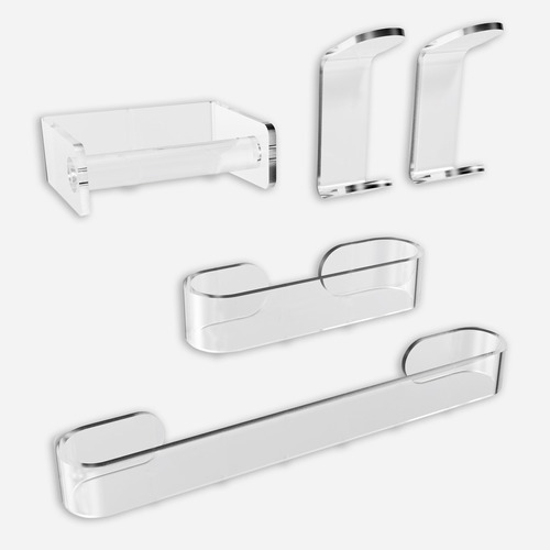 Kit Para Banheiro Em Acrílico Cristal 100% Puro Transparente