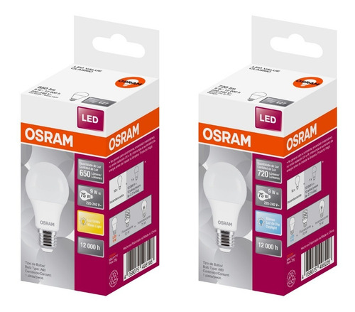 Imagen 3 de 5 de Lámpara Foco Led Osram 9w Pack X 10 5 Frías + 5 Cálidas