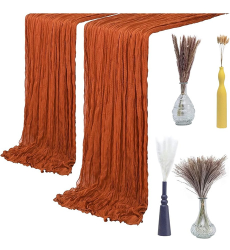 Terracotta Cheesecloth Table Runners 2pck W / Natural Dried 