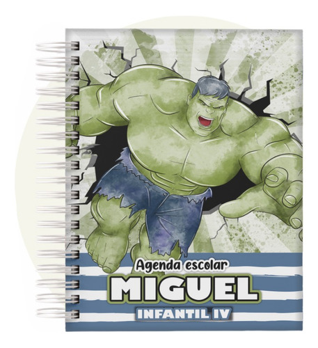 Caderno A5 Tema Hulk-personalize Com Nome