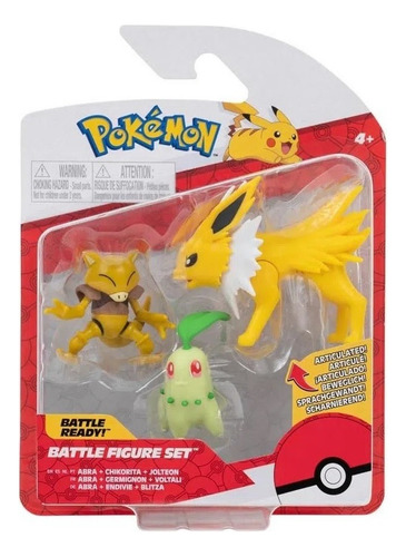Boneco Pokemon Battle Set Pack Abra Chikorita Jolteon 2603