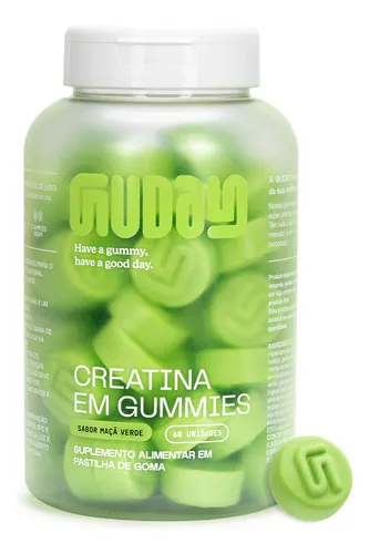 Guday Creatina Monohidratada Gummies 60 Gomas Sabor Maçã Verde