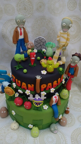 Torta Falsa Plantas Vs Zombies En Porcelana Fria