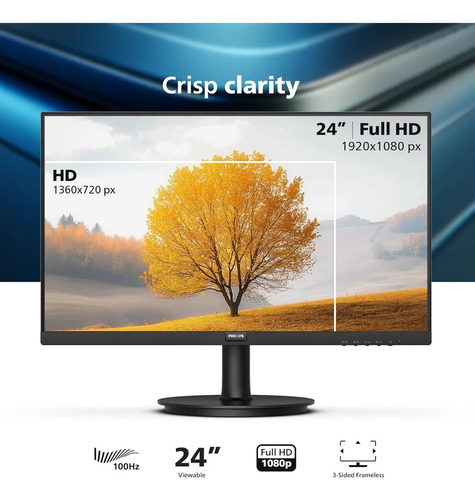 Monitor Philips Full Hd 24 Pulgadas Sin Marco 100hz Hdmi Vga