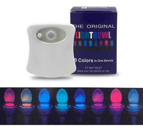 Imagen 1 de 5 de Lampara De Luz Con Sensor  Para Inodoros Poceta Wc 8 Colores