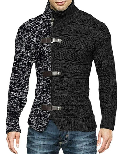 Cárdigan De Cuello Alto Para Hombre  Suéter De Punto