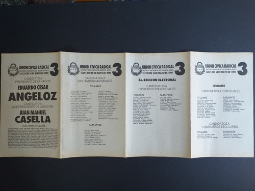 Boleta Electoral 14 Mayo 1989_ucr_lista 3