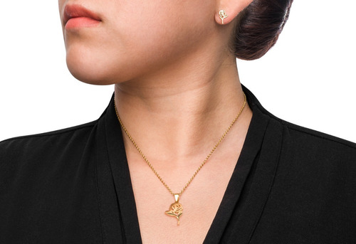 Imagen 1 de 5 de Collar Y Aretes Oro Laminado 22k M3000