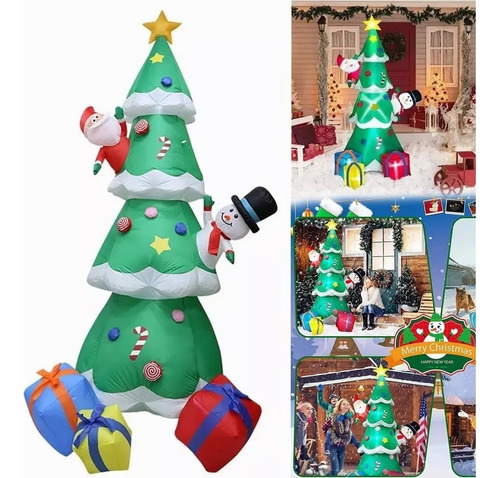 Inflable De Navidad Decor Navidenos Santa Claus Luz Led 2.4m