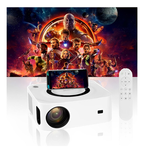 Projetor Led Smart 1080p Wifi Android Hdmi Usb Sd Data Show Cor Branco 110v/220v