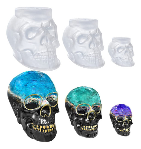Juego De Moldes De Resina Resinworld Calavera 3d Grandes Med