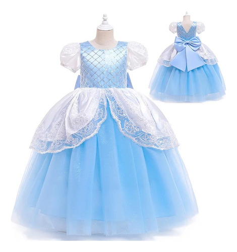 Nuevo Vestido De Princesa Para Niñas, Vestido Azul De Tul Es