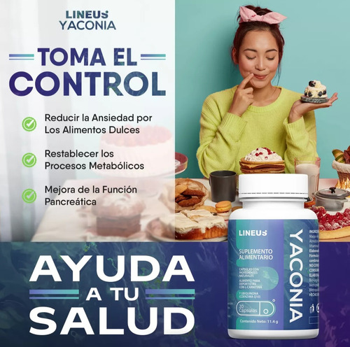 Yaconia Reduce El Nivel De Azúcar 100% Original 60 Cápsulas