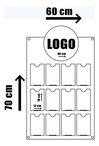 Cartelera Fiscal Acrílico 12 Bolsillos 70x60cm Logo Circular