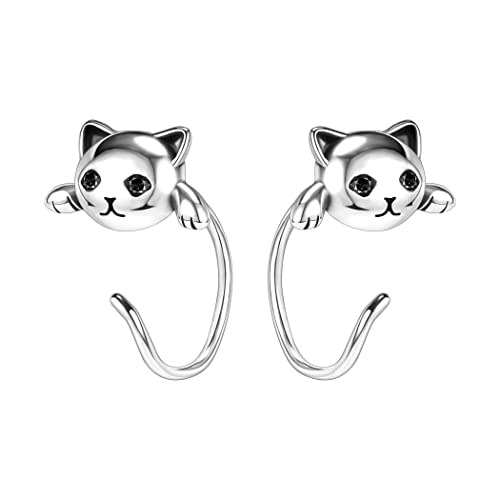 Aretes Media Argolla 925 Plata Esterlina Para Mujer Niñas