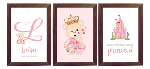 Quadros Decorativos Infantil Ursinha Princesa