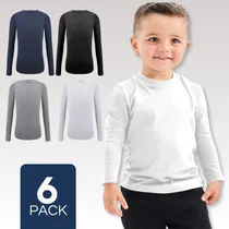 Comprar Pack 6 Poleras Bambú Cuello Redondo Primera Capa Niño