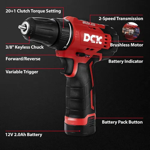 Taladro Inalambrico Con Kit De Herramientas Dck Kdjz23-10