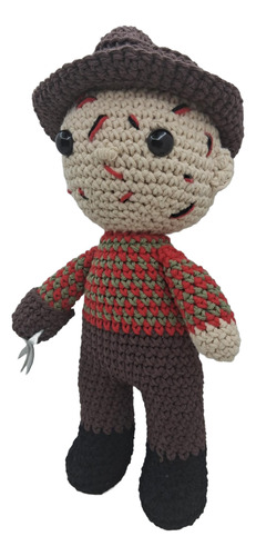 Muñeco Amigurumi Freddy Krueger Peluche Hecho A Mano Terror Rojo