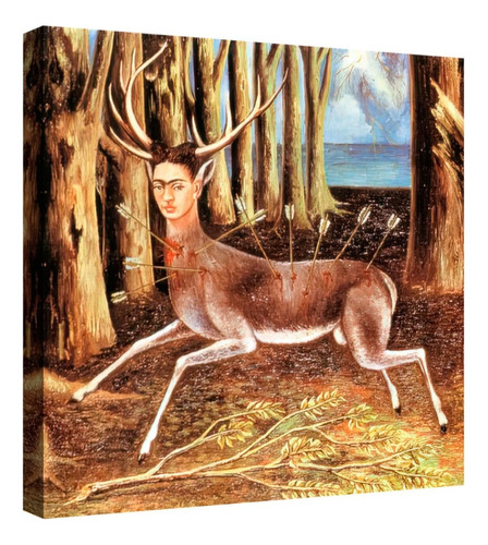 Cuadro Decorativo Canvas El Ciervo Herido Frida Kahlo Color Natural Armazón Natural
