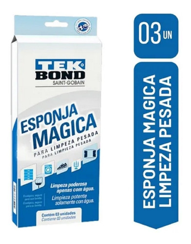 Esponja Magica  Melamina Limpeza Pesada Tek Bond Kit 3un