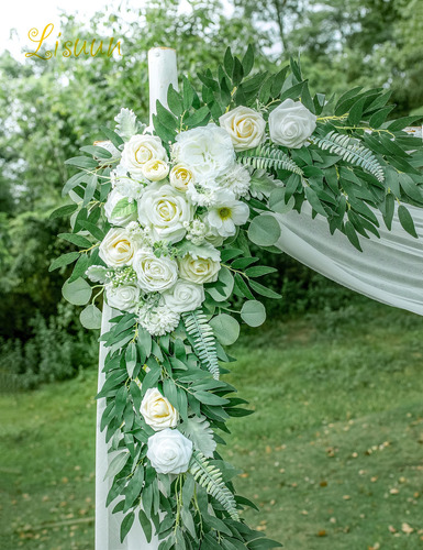 Guirnaldas De Flores Artificiales Y Gaza Blanca Para Adornar
