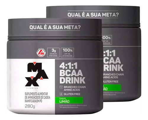 2 X Bcaa Drink 4:1:1 Pó Max Titanium 280g ( Sabores ) Sabor Maracujá