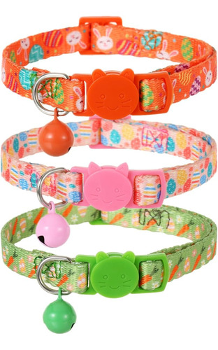 Pascua Collar De Gato Campanas, 3 Pack Lindo Gatito Col...