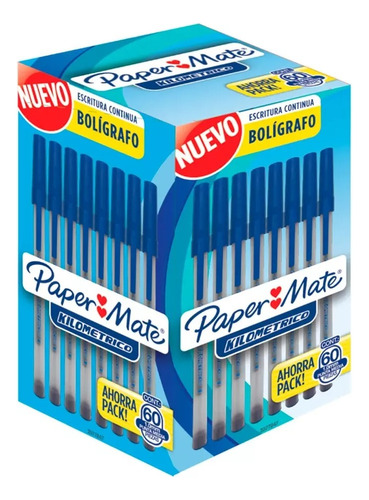 Boligrafos Kilometrico Papermate Economico Azul Caja 60un