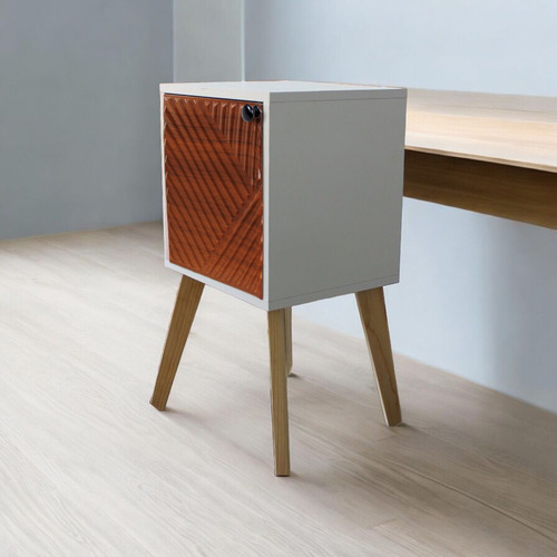 Buro Noche Iluminacion Luz Led Mdf Resistente Relieve Cafe