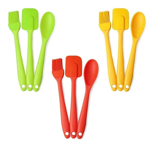 Set X3 Pincel Espatula Cuchara Silicona Reposteria Hot Sale 