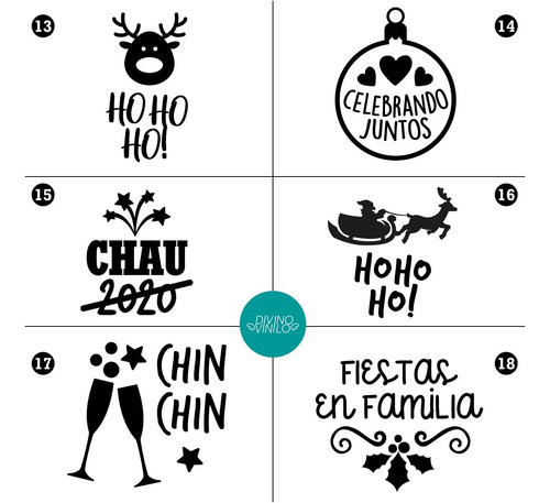 Imagen 3 de 3 de Vinilos De Corte Navidad Año Nuevo Tamaño Frasco X 10 U.