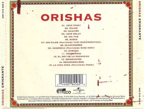 Orishas - Emigrante (cd Nuevo No Sellado)