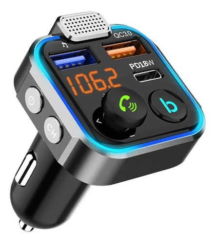 Bluetooth 5.0 Fm Transmitter One Key Bass Mp3 Player Pd18w